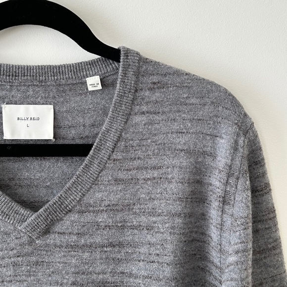 Billy Reid 100% Wool Gray V-Neck Sweater - Picture 6 of 16